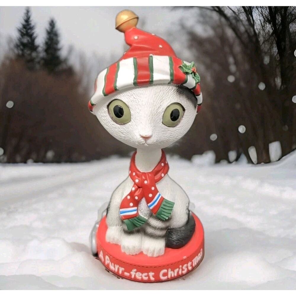 Twisted Whiskers Cat A Purr-fect Christmas Bobble Head American Greetings Decor